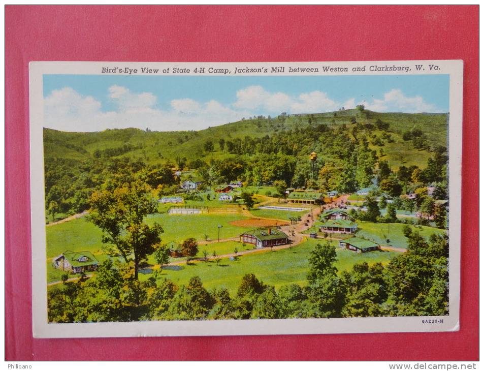 Clarksburg,WV--Bird's-eye View Of State 4-H Camp, Jackson's Mill --cancel 1955--Ref PJ 106 - Clarksburg