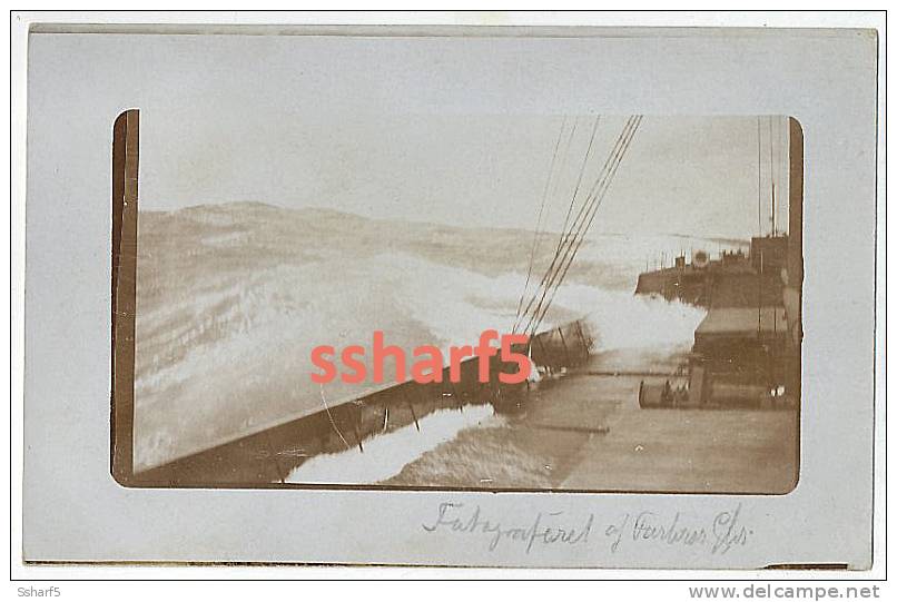 RPPC From Deck Of Steamer HANLEY On The Atlantic Toward Baltimore WWI (torpedoed 1917) Handwritten Text In Danish - Steamers