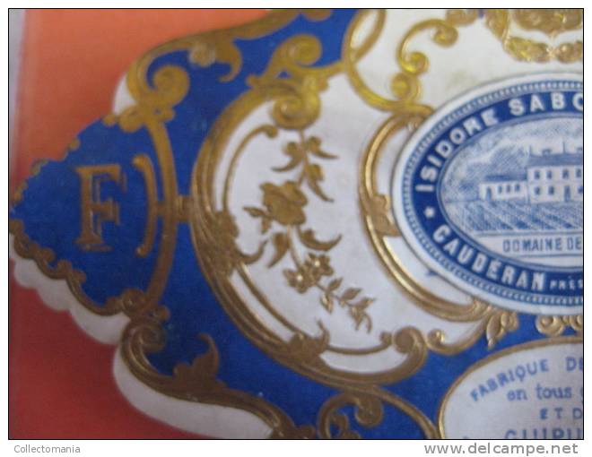 1 étiquette  XIX Ième  Litho En Relief D'oré I GAUFREE , SODORE SABOURIN _FARBIQUE DE TULLES  Cauderman Bordeaux - Other & Unclassified