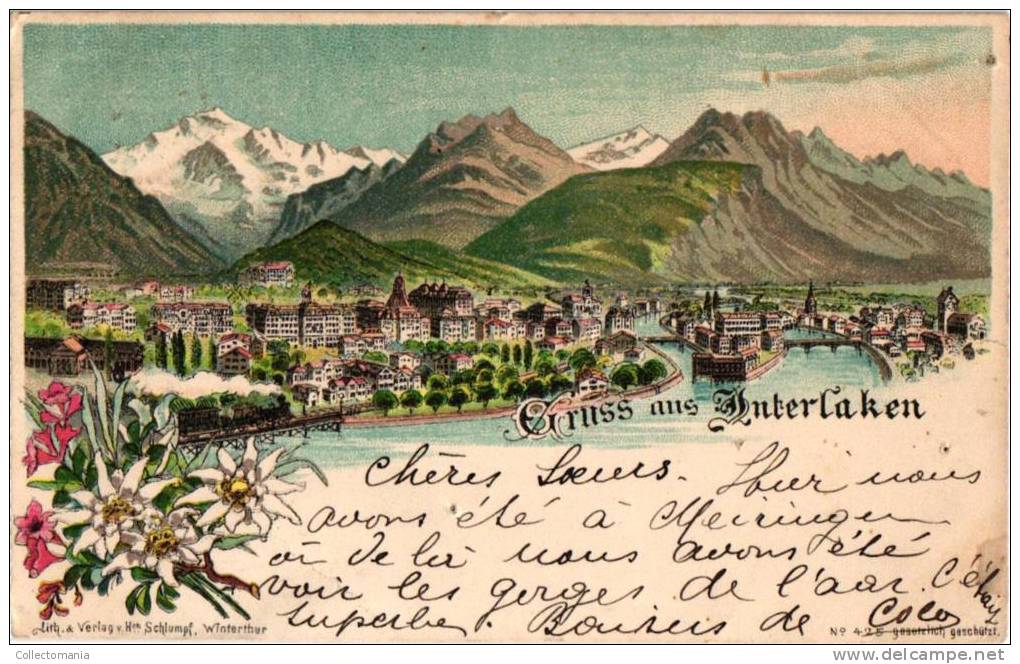 3 Cpa:  Interlaken: Eden Hotel 1899,       Gruss Aus 1902,          Terminus Hotel Aug.Starkemann - Interlaken