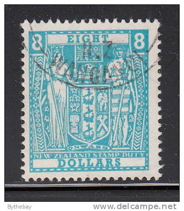 New Zealand Used Scott #AR104 $8 Coat Of Arms - Postal Fiscal Stamps
