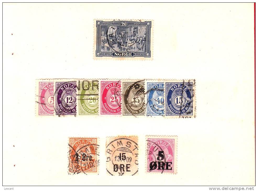 Norway Old Stamps Used - Stamps Pasted On Card - See Scan - Collections