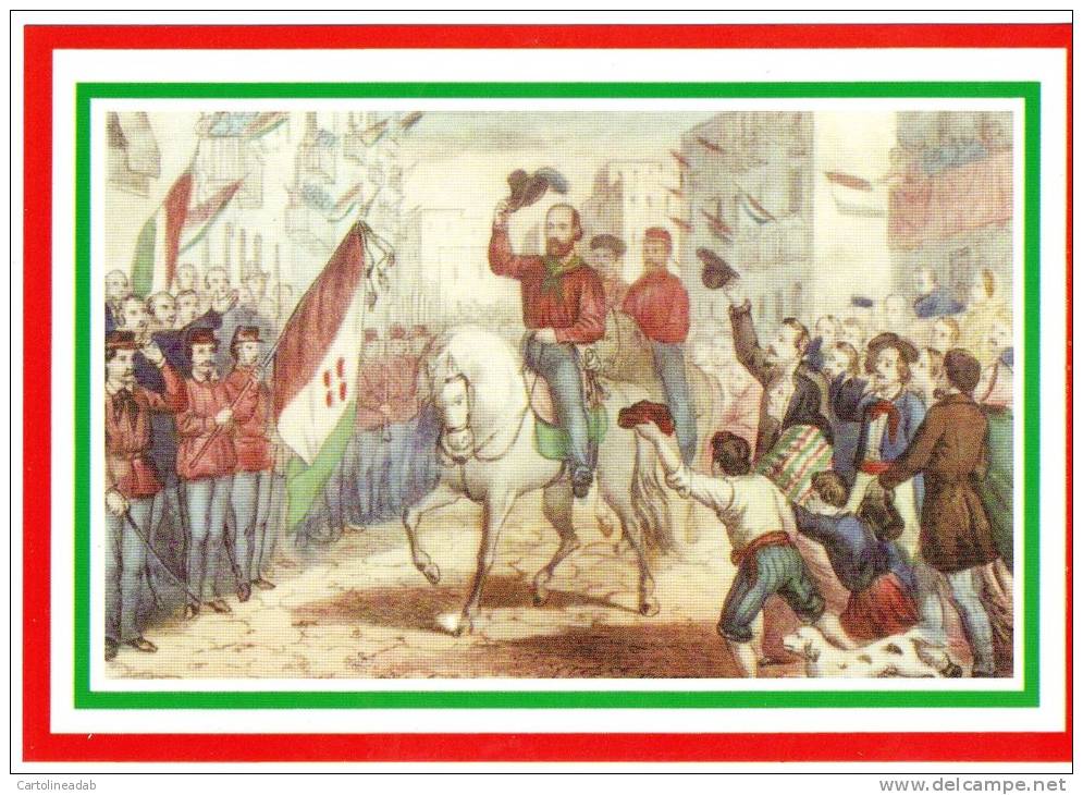 [DC1641]  CARTOLINEA - 150° UNITA´ D´ITALIA - I MILLE - ENTRATA DI GARIBALDI A NAPOLI 7 SETTEMBRE 1860 - Storia