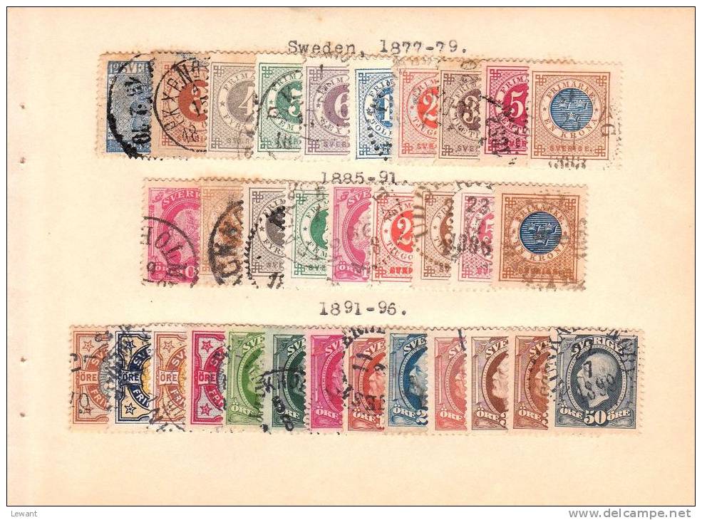 Sweden 1877/1935 - Old Stamps Pasted On Card - See Scan - Sammlungen