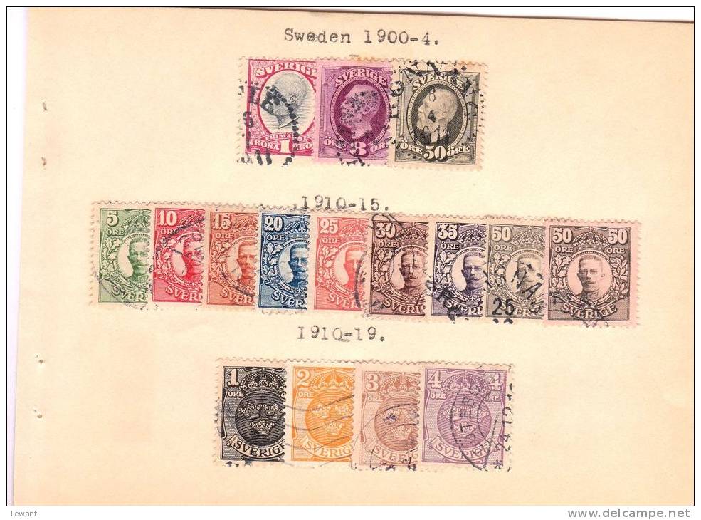 Sweden 1877/1935 - Old Stamps Pasted On Card - See Scan - Sammlungen