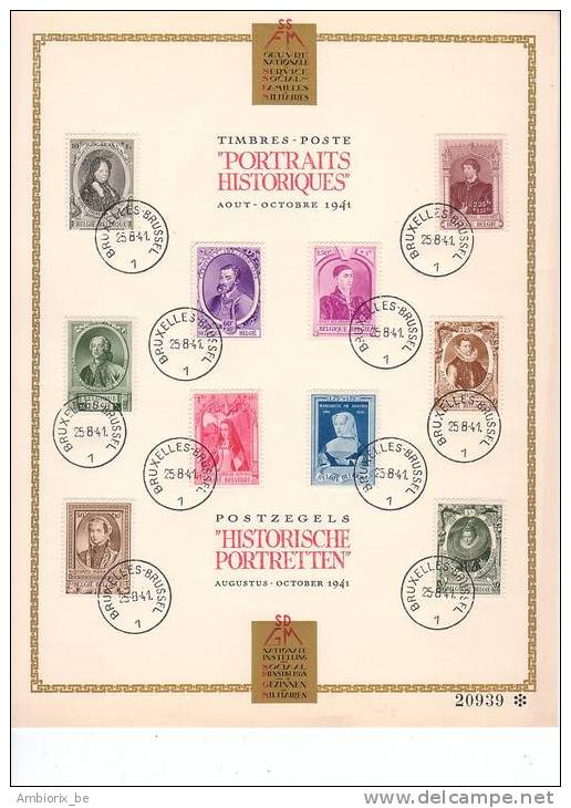 Feuillet Souvenir 573-582  Portraits Historiques - ....-1951