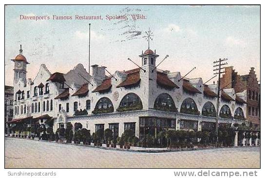 Washington Spokane Davenport's Famous Restaurant 1908 - Spokane