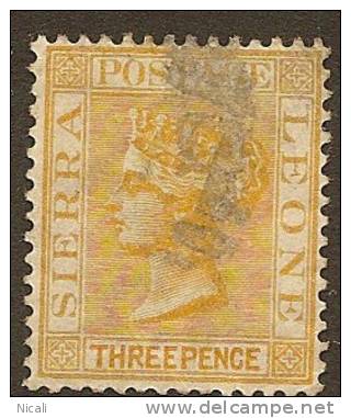 SIERRA LEONE 1884 3d Yellow QV SG 32 U YJ223 - Sierra Leone (...-1960)