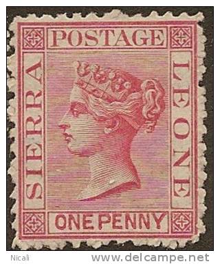 SIERRA LEONE 1872 1d Rose-red QV SG 7 HM YJ157 - Sierra Leone (...-1960)