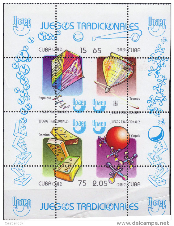 G)2005 CARIBE,  PAPALOTE-TROMPO-DOMINO-YA QUIS, UPAEP, TRADITIONAL GAMES, ERROR, SHIFTED PERFORATION, LIGHTLY FOLD ON TH - Unused Stamps