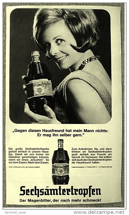 Reklame Werbeanzeige Von 1965 -  Sechsämtertropfen  -  Der Magenbitter, Der Nach Mehr Schmeckt - Alcools