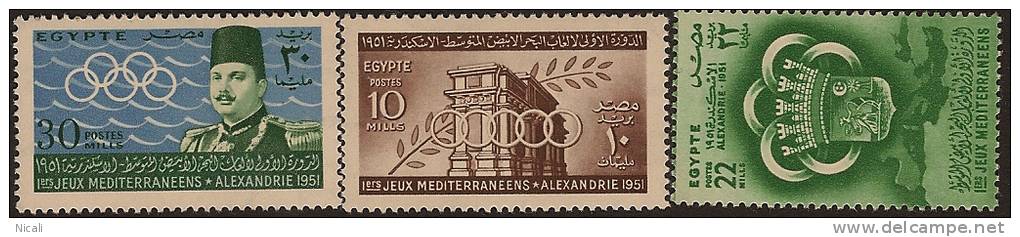 EGYPT 1951 Mediterranean Games SG369/71 UNHM TV162 - Neufs