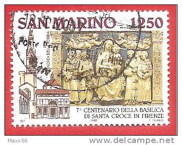 SAN MARINO  - USATO - 1995 - 7º Centenario Della Basilica Di S. Croce - Madonna, Bambino, Santi - £ 1250 - S. 1453 - Gebraucht