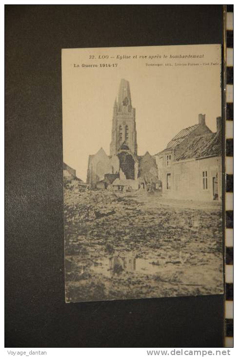 CP, Belgique, Flandre Occidentale, Loo Eglise Et Rue Après Le Bombardement N°32 Edition Destrooper Loo Les Furnes - Lo-Reninge