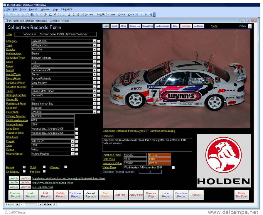 Diecast Car And Bike Collection Image Database Software CDROM For Windows - Motorcycles