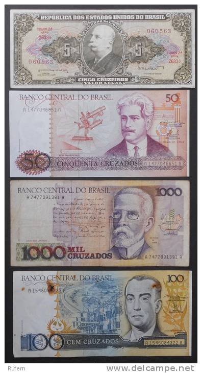 BRAZIL        4 BANK NOTES   -    (2316) - Vrac - Billets