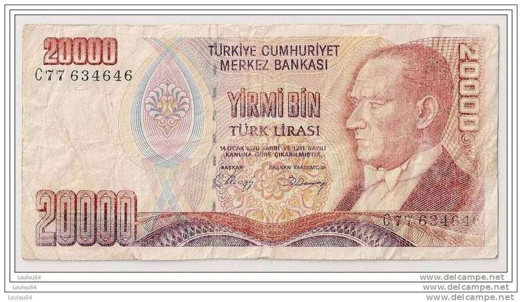 20000 Lirasi 1970 - N° C77 634646 - Turquie - - Turquie