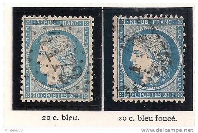 1870 Type Cérès Siège De Paris 2 Timbres 20 C Bleu Y&T  N° 37 - 1853-1860 Napoleon III