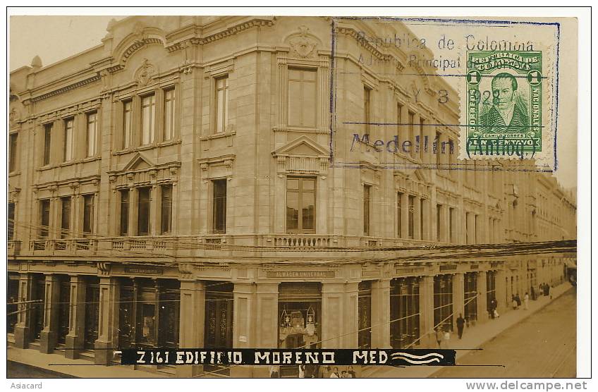 Medellin Real Photo Z 161 Edificio Moreno Estampilla 1928 No Ha Circulado Foto Felix Obando - Colombie