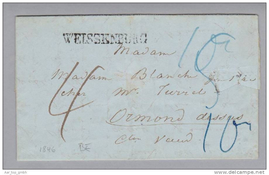 Heimat BE Weissenburg 1846-07-11 Brief Nach Ormon - ...-1845 Prefilatelia