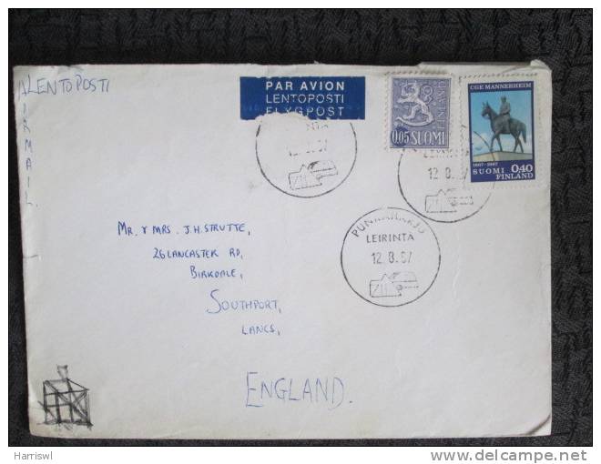 FINLAND TO UK COVER - Storia Postale