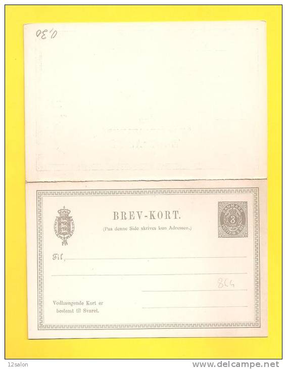 ENTIERS POSTAUX DANEMARK Avec Carte Réponse - Postal Stationery