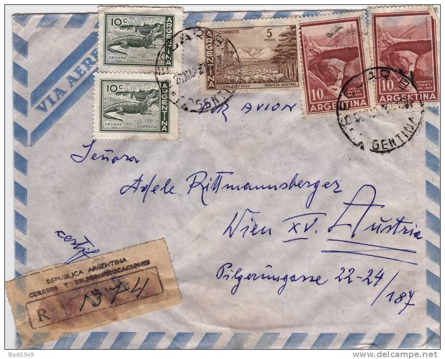 Set Of 2 Air Mail Registered Certificada Letter BUENOS AIRES To VIENNA AUSTRIA About 1980???  (879) - Briefe U. Dokumente