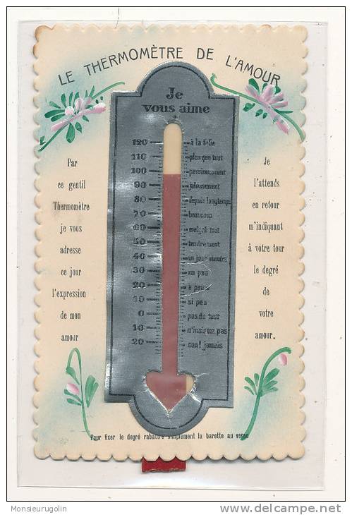 CARTE A SYSTEME  ))  LE THERMOMETRE DE L AMOUR    ...; La Languette Fait Varier La Hauteur Du Mercure - Mechanical