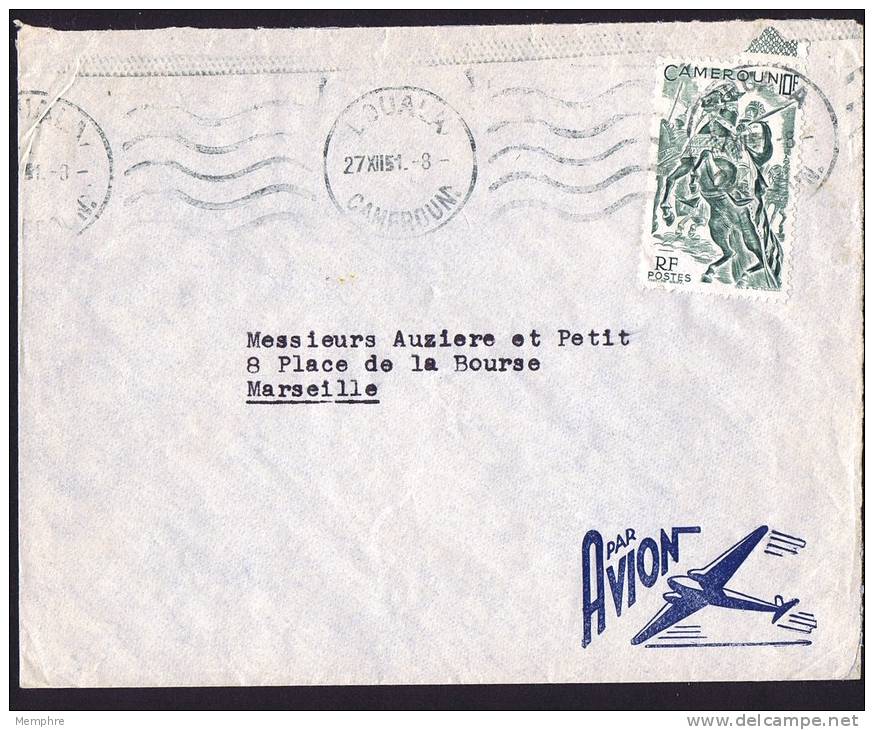 1951 Lettre Avion  Pour La France , Cavaliers 10 Fr (2è Tirage: Olive) Yv 292 - Lettres & Documents