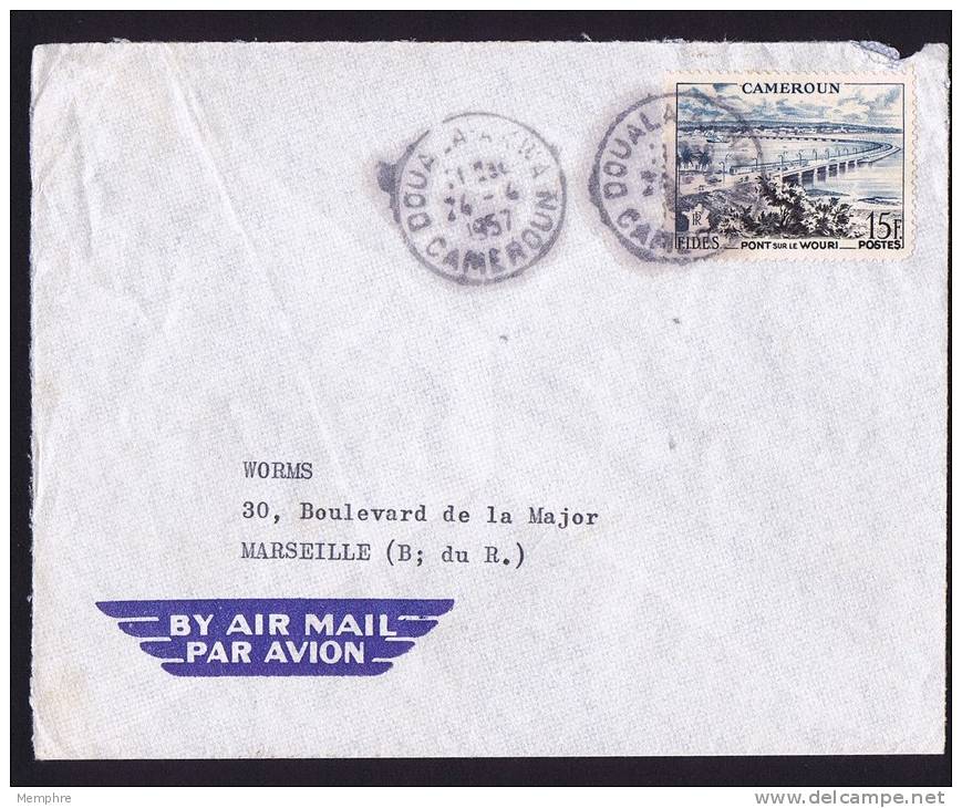 1957 Lettre Avion  Pour La France  FIDES Pont Sur La Wouri 15 Fr Yv 301 - Lettres & Documents