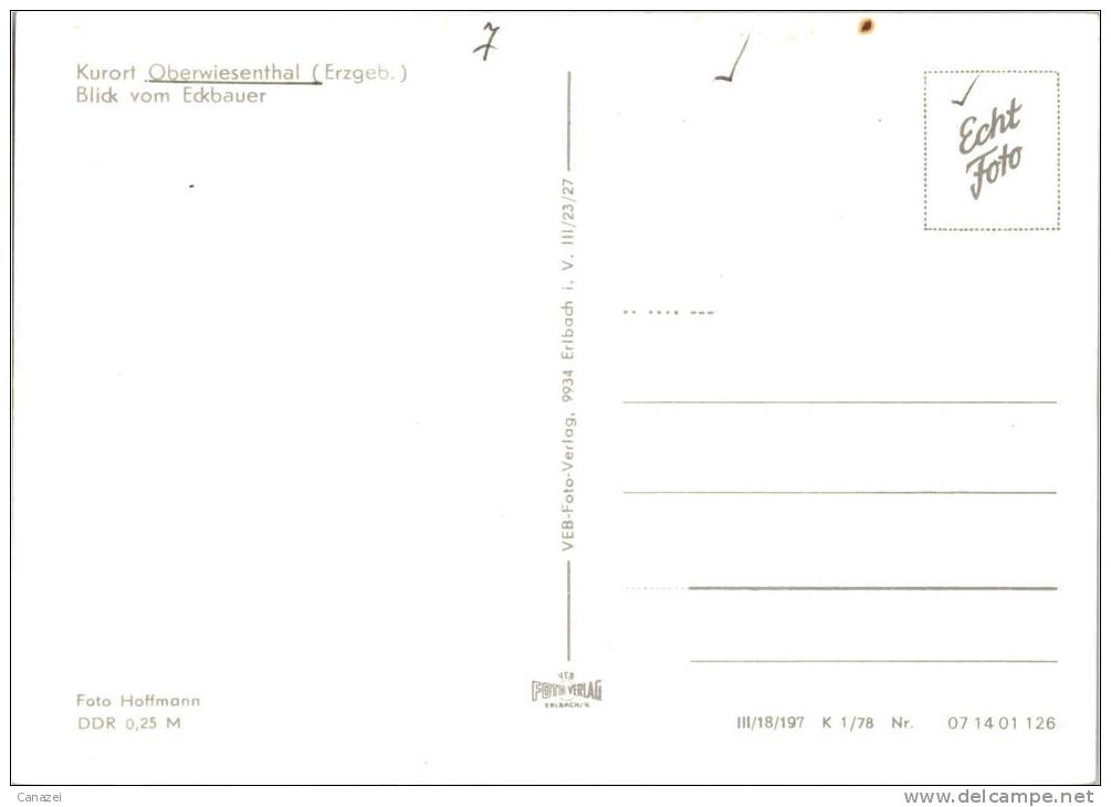 AK Oberwiesenthal, Blick Vom Eckbauer, Ung, 1978 - Oberwiesenthal