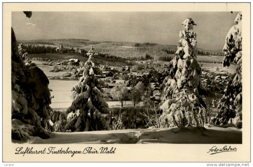 AK Finsterbergen, Blick Vom Hainfelsen Zum Ort Und Rennsteig, Ung, 1956 - Friedrichroda