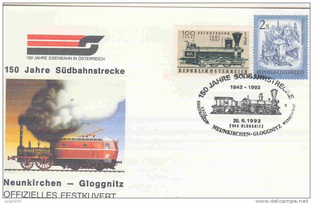 Rep. Osterreich - 150 Jahre Südbahnstrecke Neunkirchen-Gloggnitz - Gloggnitz 20/6/1992 (RM1095) - Trains