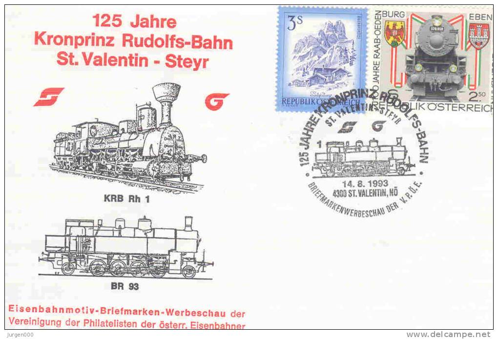 Rep. Osterreich -  125 Jahre Kronprinz  Rudolfs-Bahn St. Valentin-Steyr -  St. Valentin 14/8/1993 (RM1160) - Treinen