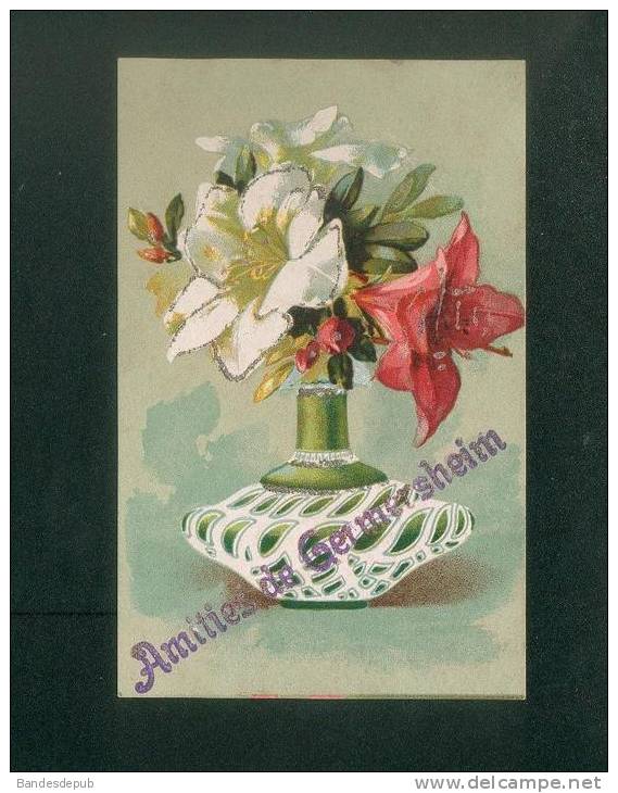 AK Allemagne - Amitiés De GERMERSHEIM ( Vase Bouquet Fleurs Paillettes ) - Germersheim