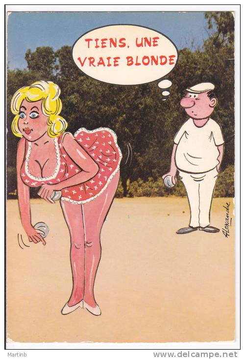 CPSM  Humour PETANQUE Une Vraie Blonde   Illustrateur  Alexandre - Petanca