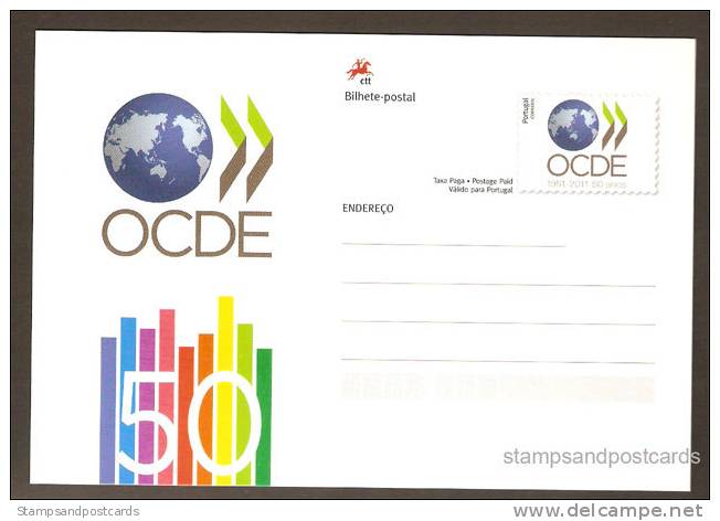 Portugal Carte Entier Postal 50 Ans OCDE Economie Europe 2011 Postal Stationary 50 Years OECD Economics Europe - EU-Organe