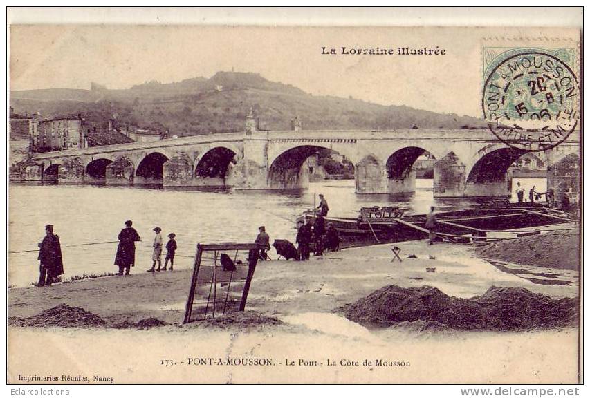 Pont A Mouson 54  Le Pont La Cote A Mousson Péniche, Pêche A La Ligne - Pont A Mousson