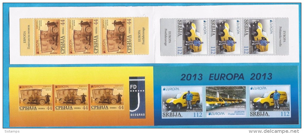 2013 X EUROPA  SERBIA SRBIJA  CAMION MOTO POSTA   BOOKLET  TYP II  3 SETS OFFERTA LIMITATA - 2013