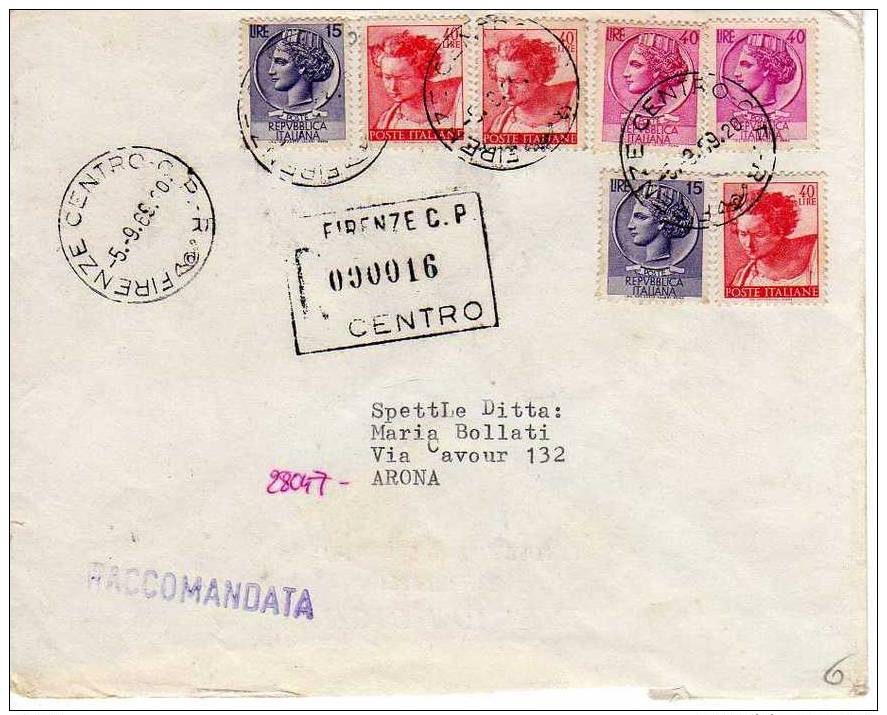 097 - LETTERA SPEDITA RACCOMANDATA IL 05-09-1969 - AFFRANCATURA MISTA TURRITA/MICHELANGIOLESCA - 1971-80: Storia Postale