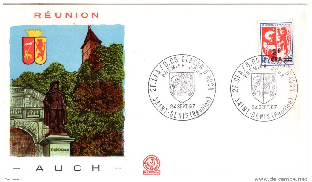 Enveloppe  FDC   1er  Jour   REUNION   Blason  D' AUCH   1967 - Otros & Sin Clasificación