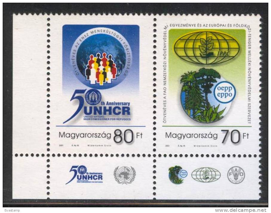 HUNGARY - 2001. Pair - Organizations / Eur.and Med.Plant Protection / UN MNH!! Mi 4666-4667. - Unused Stamps