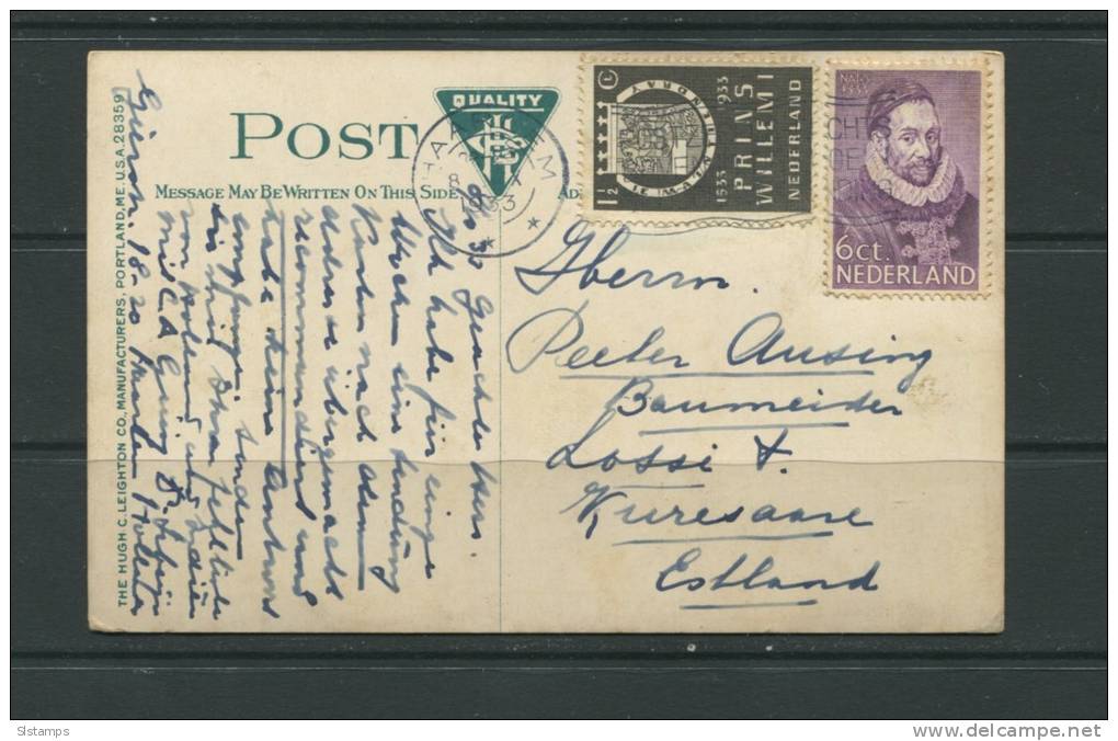 Netherlands 1933 Postal Card   To Estonia Kuressaare  Thurmond - Lettres & Documents
