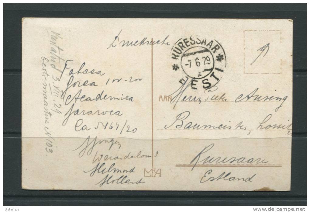 Netherlands 1929 Postal Card   To Estonia Kuressaare  Blooming Flowers - Covers & Documents