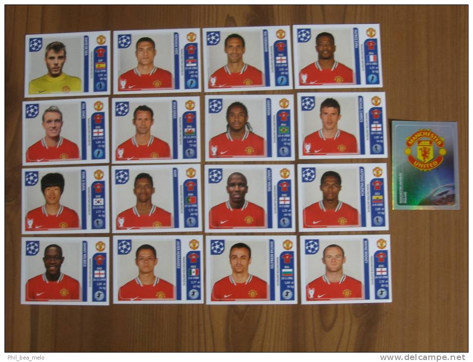 FOOT STICKER FRANCE PANINI UEFA CHAMPIONS LEAGUE 2011/12 - N°141 à 157 - MANCHESTER UNITED - 17 STICKERS NEUFS - Edition Française