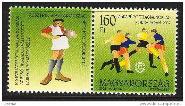 HUNGARY - 2002. World Cup Soccer Championships / Japan And Korea Stamp With Label MNH!!  Mi 4733. - Nuovi