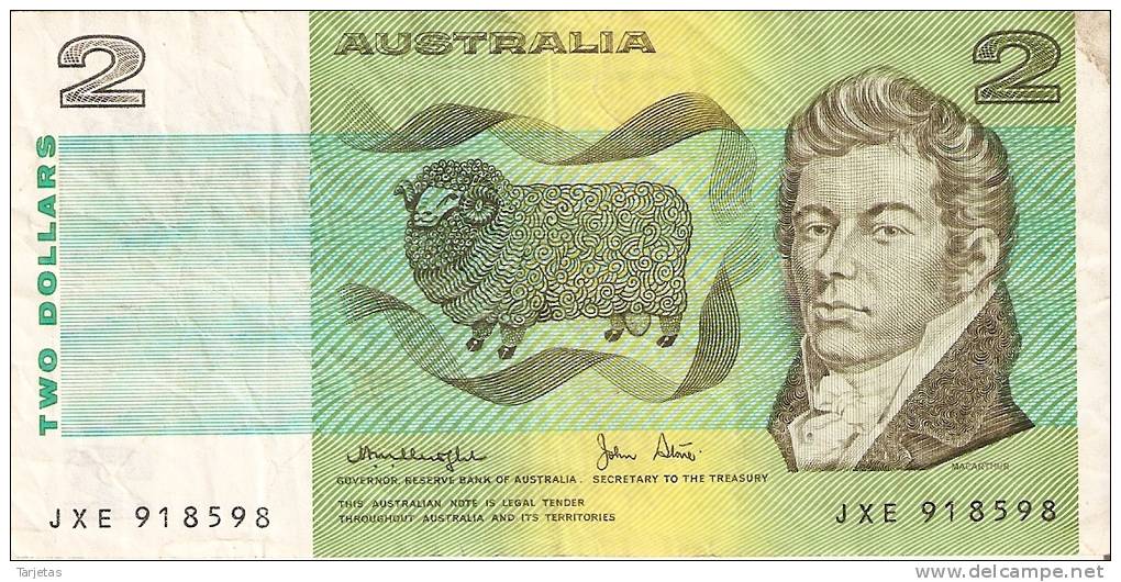 BILLETE DE AUSTRALIA DE 2 DOLLARS    (BANKNOTE) - 1974-94 Australia Reserve Bank (paper Notes)