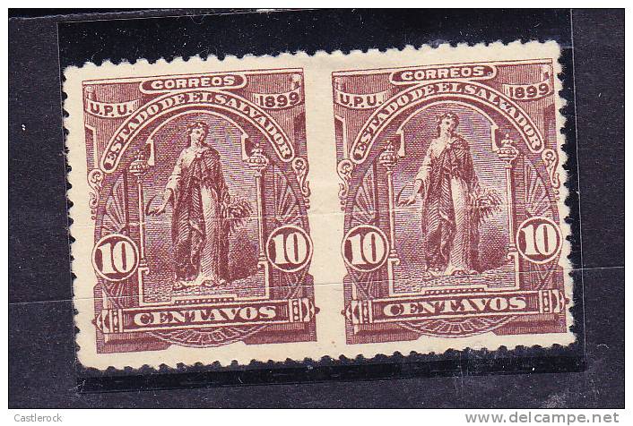 G)1899 EL SALVADOR, PAIR OF CERES 10 CENTS IN BROWN IMPERFORATED, MNH - El Salvador