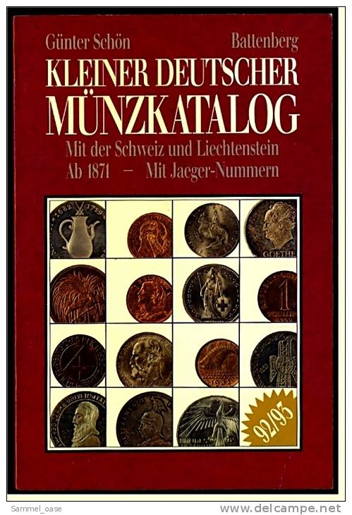 Kleiner Deutscher Münzkatalog Von 1992/93  Ab 1871 -  Von Battenberg  -  285 Seiten - Literatur & Software