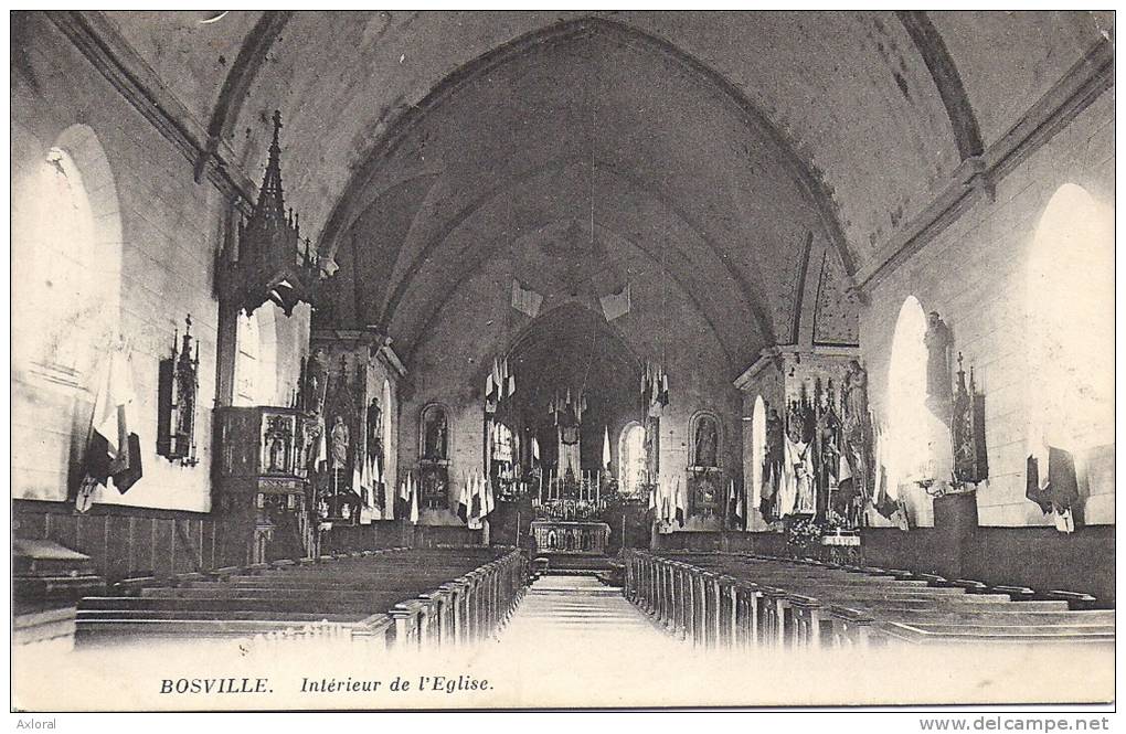 76 BOSVILLE 1912 INTERIEUR EGLISE ED ?? CP ECRITE DE BOSVILLE  FAUX PLI 1 COIN - Autres & Non Classés